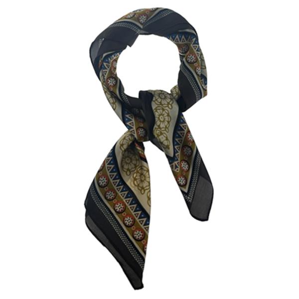 SATIN BOHEMIAN GEOMETRIC PRINT SQUARE BANDANA NECK SCARF