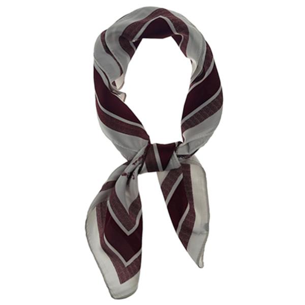 SATIN STRIPED FLORAL PRINT SQUARE SCARF