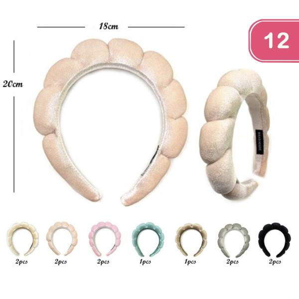 PLUSH BUBBLE HEADBAND - PASTEL COLORS (12 UNITS)