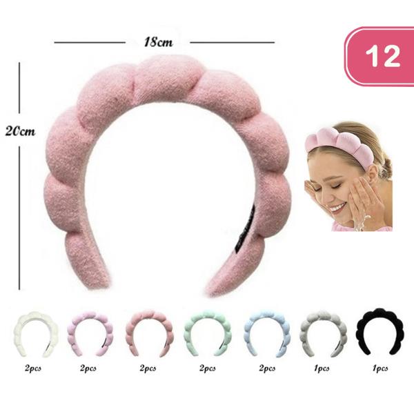 PLUSH BUBBLE HEADBAND - PASTEL COLORS (12 UNITS)