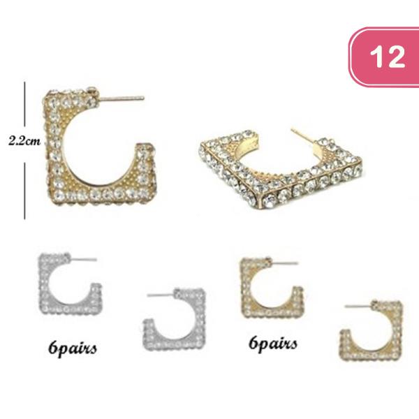 SQUARE DIAMOND HOOP EARRINGS (12 UNITS)