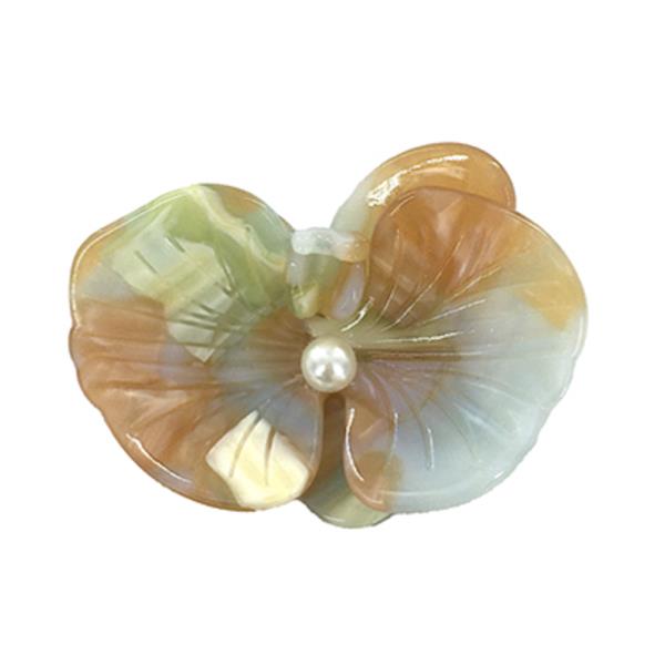 ACRYLIC SCULPTED FLOWER PEARL ACCENT HAIR CLAW JAW CLIP