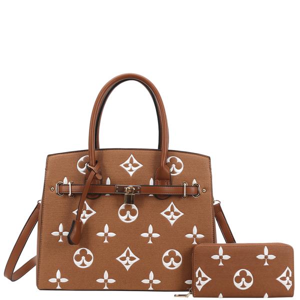 2IN1 DESIGN PRINT HANDLE SATCHEL W WALLET SET