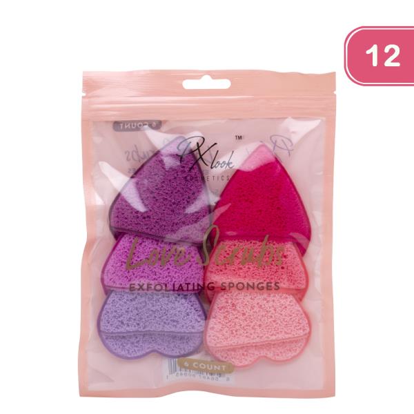 PX LOOK 6PC LOVE SCRUBS EXFOLIATING SPONGES (12 UNITS)