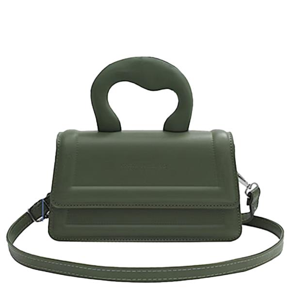 FAUX LEATHER HANDBAG RECTANGLE SCULPTED HANDLE