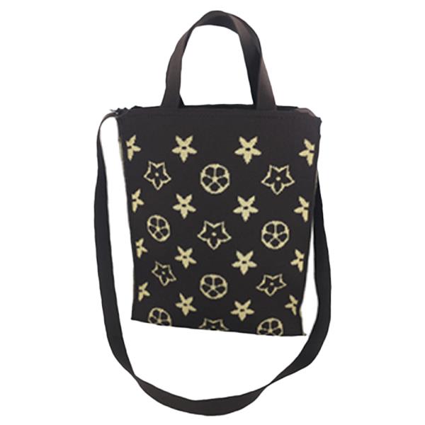 RECTANGLE STAR PATTERN KNIT SHOULDER BAG