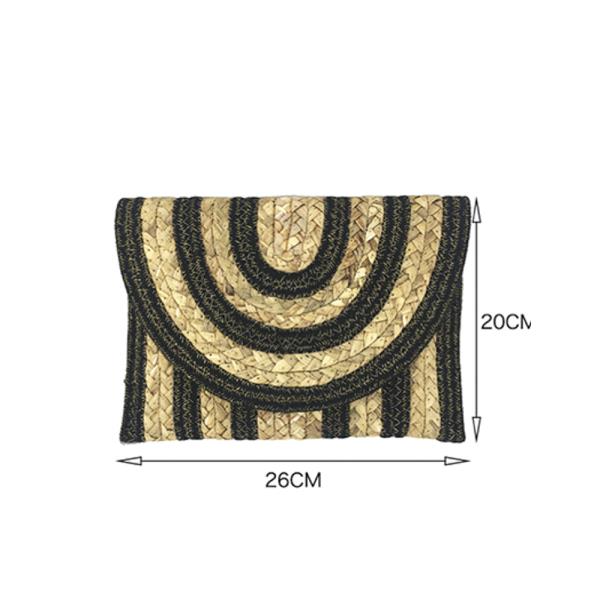 STRAW WOVEN GEOMETRIC FLAP CLUTCH