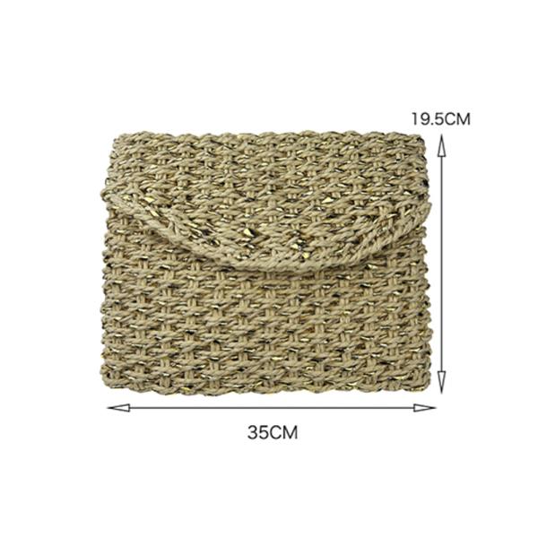 STRAW WOVEN ENVELOPE FLAP CLUTCH