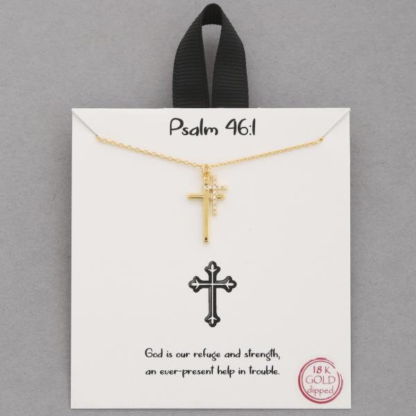 18K GOLD RHODIUM DIPPED PSALM 46:1 NECKLACE