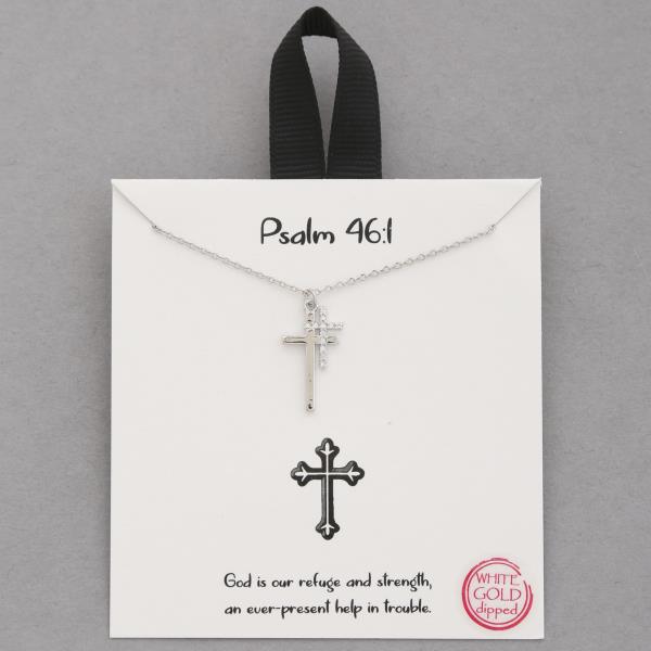 18K GOLD RHODIUM DIPPED PSALM 46:1 NECKLACE