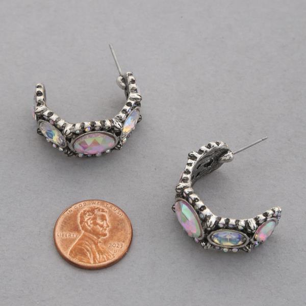 OPEN HOOP RHINESTONE EARRING