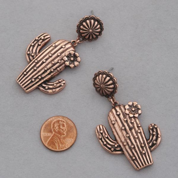 WESTERN STYLE CACTUS METAL DANGLE EARRING