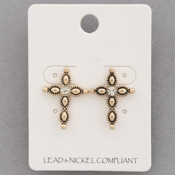 CROSS DANGLE METAL EARRING