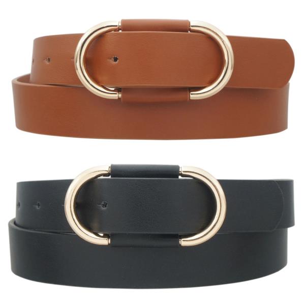 LOOPED OVAL ACCENT BUCKLE BELT