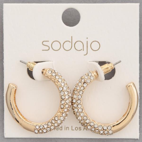 SODAJO RHINESTONE OPEN HOOP EARRING