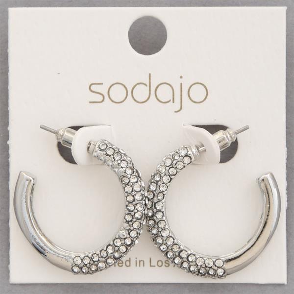 SODAJO RHINESTONE OPEN HOOP EARRING