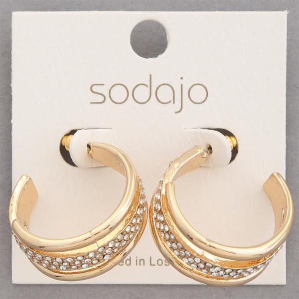 SODAJO RHINESTONE EDGE OPEN HOOP EARRING