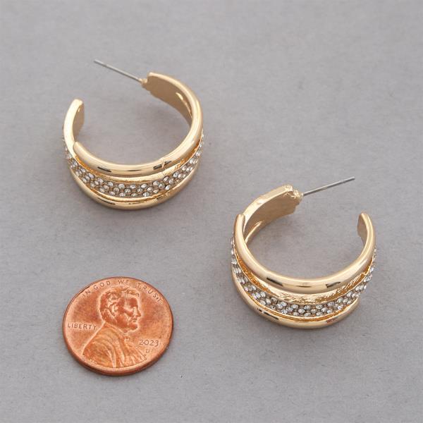 SODAJO RHINESTONE EDGE OPEN HOOP EARRING