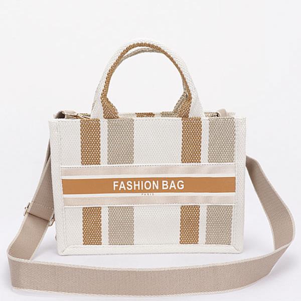 MULTI STRIPE PATTERN CANVAS TOTE BAG