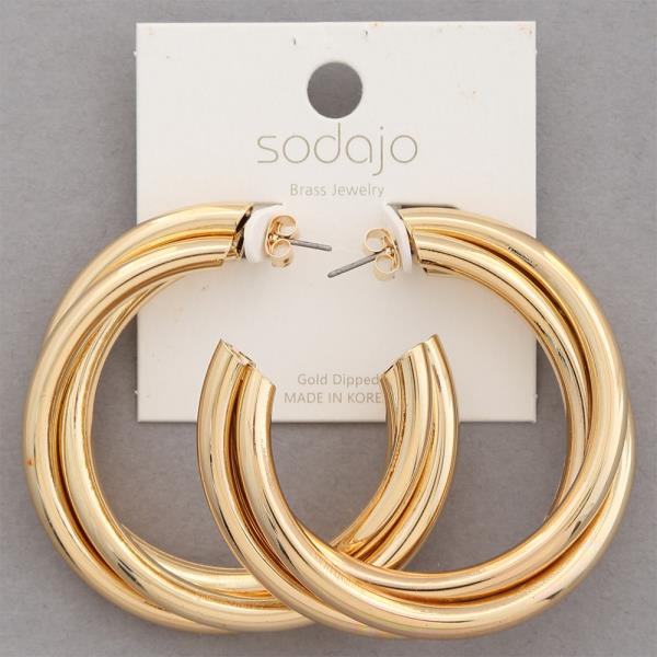 SODAJO DOUBLE OPEN HOOP GOLD DIPPED EARRING