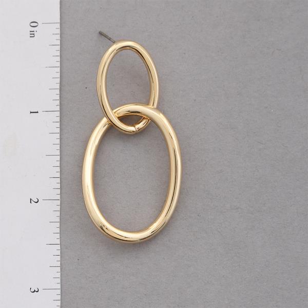 SODAJO DOUBLE OVAL DANGLE GOLD DIPPED EARRING