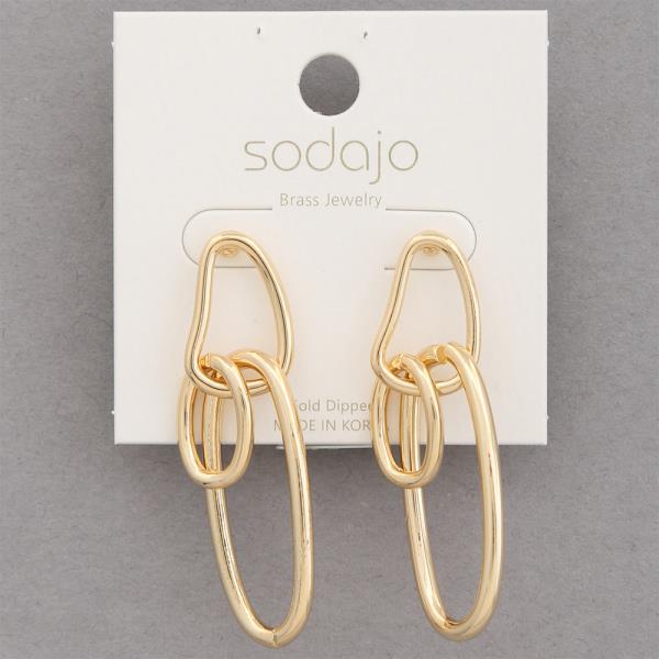 SODAJO ORGANIC SHAPE GOLD DIPPED EARRING