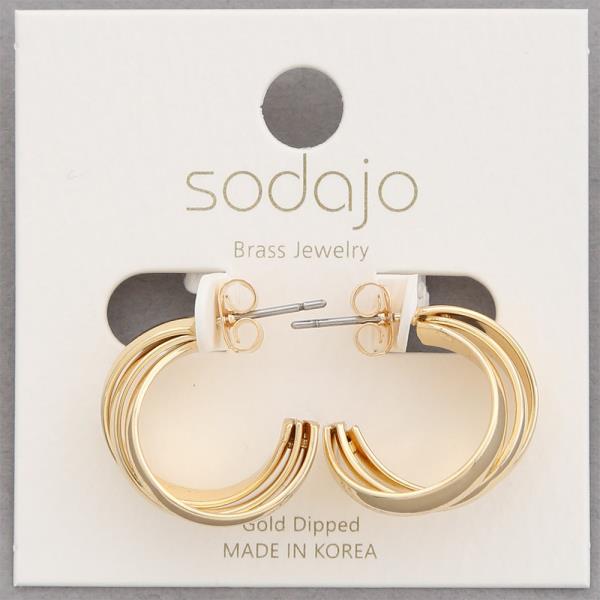 SODAJO TRIPLE HOOP GOLD DIPPED EARRING