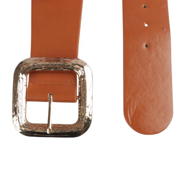 WIDE STRETCH BELT WITH GOLD TEXTURED BUCKLE