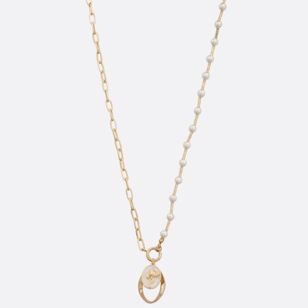 ROSE COIN PEARL BEAD NECKLACE