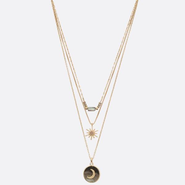 MOON COIN CHARM LAYERED NECKLACE