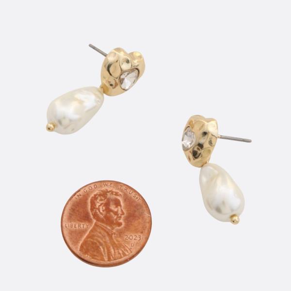 HEART PEARL BEAD LINK DANGLE EARRING