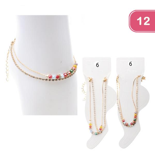 METAL BEAD ANKLET (12 UNITS)