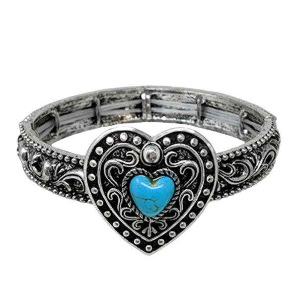 FILIGREE PATTERN HEART SHAPE BRACELET