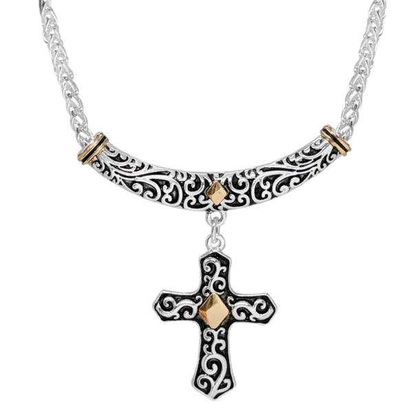 FILIGREE CROSS PENDANT METAL NECKLACE