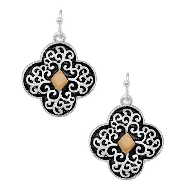 FILIGREE PATTERN CLOVER DANGLE EARRING