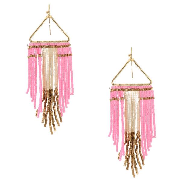 WESTERN STYLE SEED BEAD FRINGE DANGLE EARRING
