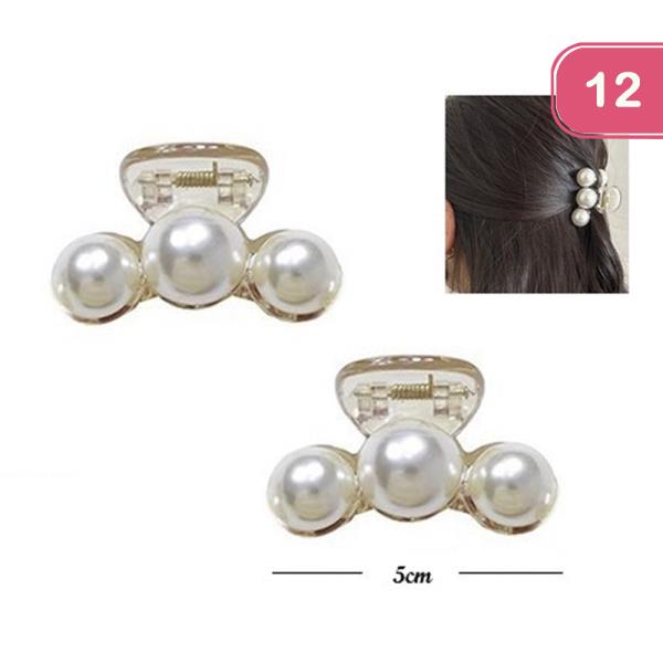 PEARL MINI HAIR CLAW JAW CLIP 2 PC SET (12 UNITS)