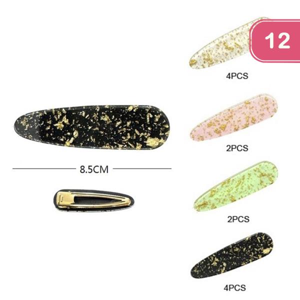 GOLD FLAKE SNAP HAIR CLIP PIN (12 UNITS)