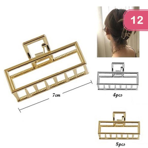 METAL RECTANGLE HAIR CLAW JAW CLIP (12 UNITS)