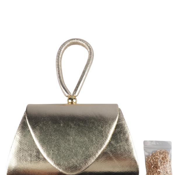 LOOP HANDLE METALLIC EVENING BAG