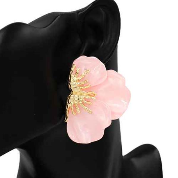 METAL COLOR FLORAL POST EARRING