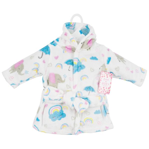 ZAK AND ZOEY BABY HOODED ROBE ELEPHANTS