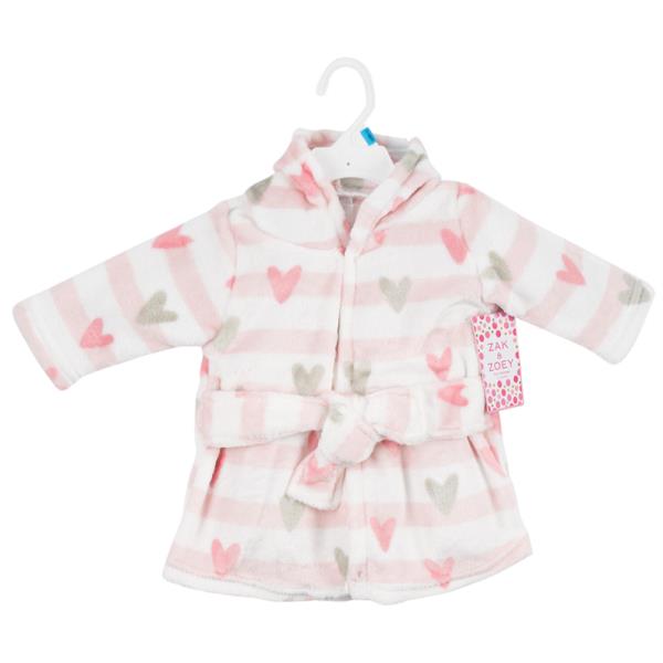 ZAK AND ZOEY BABY HOODED ROBE HEARTS