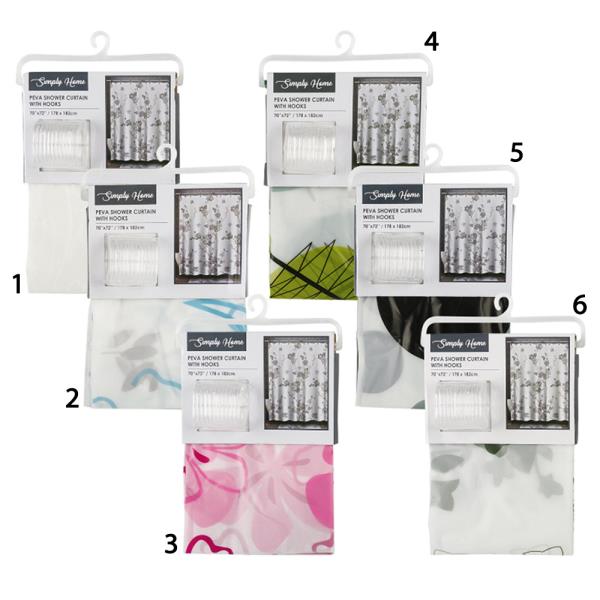 SHOWER CURTAIN WITH HOOKS