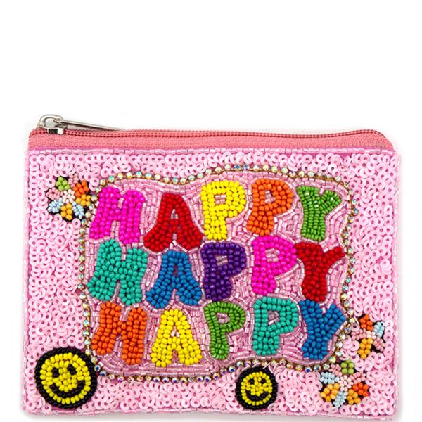 HAPPY COLORFUL BEADED COIN POUCH