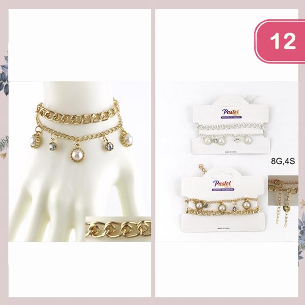 MULTI CHARM METAL BRACELET SET(12 UNITS)