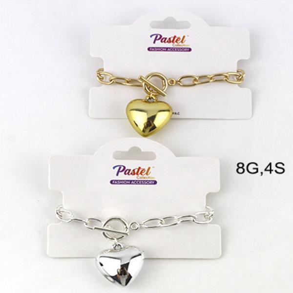 HEART CHARM METAL BRACELET(12 UNITS)