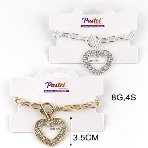 HEART CHARM METAL BRACELET(12 UNITS)