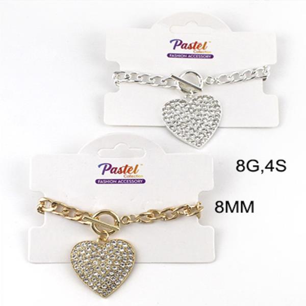 HEART CHARM METAL BRACELET(12 UNITS)