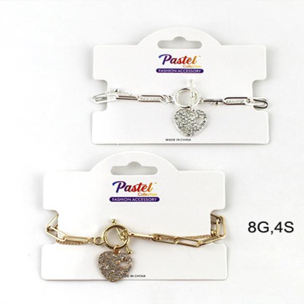 HEART CHARM METAL BRACELET (12 UNITS)